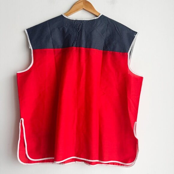 Vintage Dead-stock House Apron Top Button Down Floral Polka Dot XXL - Picture 4 of 5